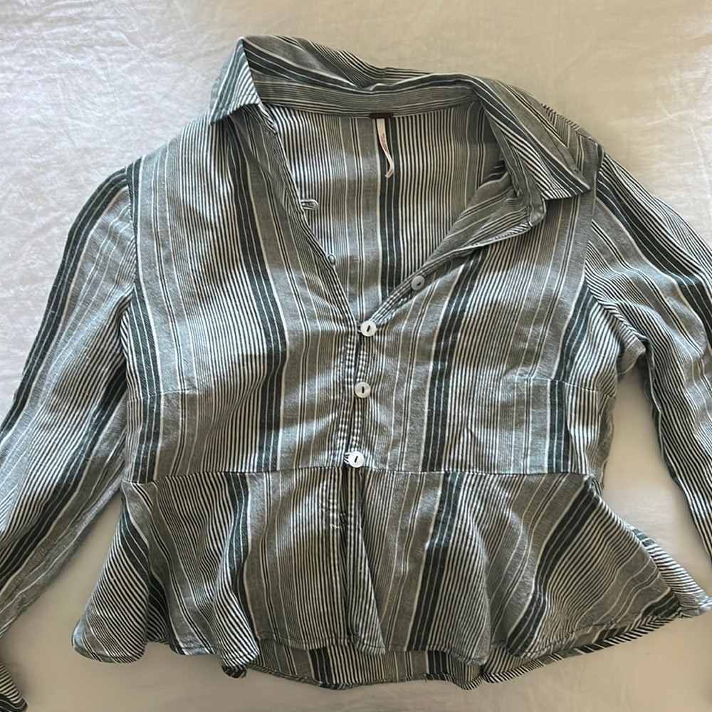 Free People, 3/4 striped bell sleeve.